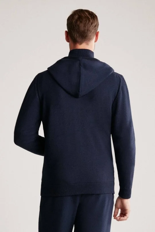 Hemington - Kaşmir-İpek Karışım Kapüşonlu Lacivert Spor Ceket (4)