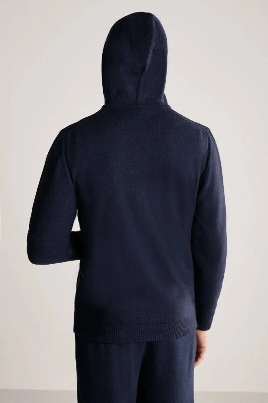 Hemington - Kaşmir-İpek Karışım Kapüşonlu Lacivert Spor Ceket (5)
