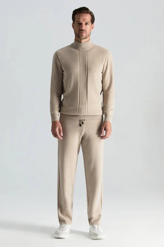 Hemington - Kaşmir-İpek-Yün Karışım Lupetto Yaka Açık Bej Kazak