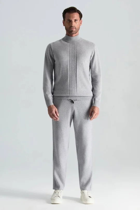 Hemington - Kaşmir-İpek-Yün Karışım Lupetto Yaka Açık Gri Kazak (1)