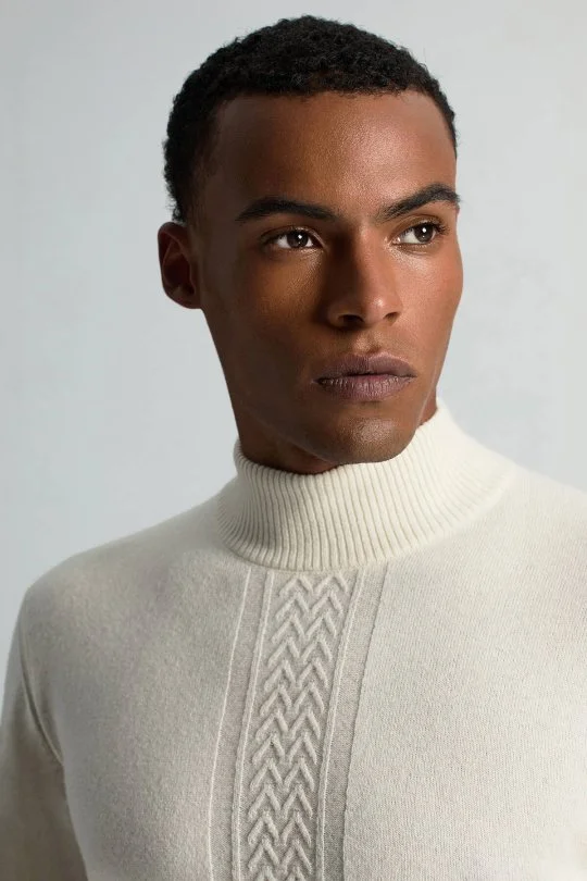 Hemington - Kaşmir-İpek-Yün Karışım Lupetto Yaka Ekru Kazak (3)