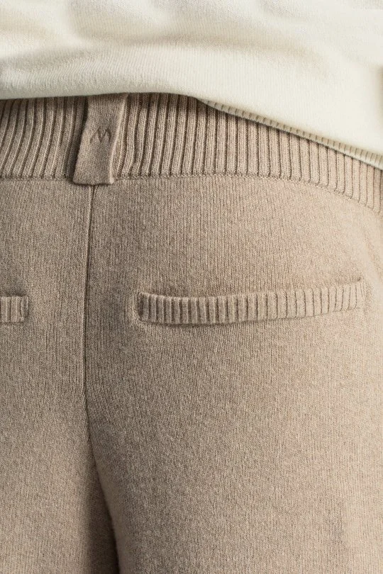 Hemington - Kaşmir-İpek-Yün Karışım M Desenli Açık Bej Triko Pantolon (5)