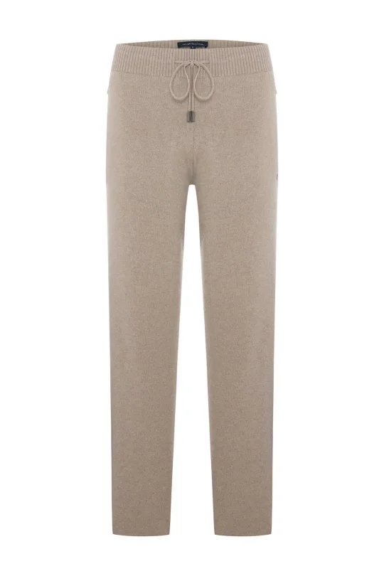 Hemington - Kaşmir-İpek-Yün Karışım M Desenli Açık Bej Triko Pantolon (6)