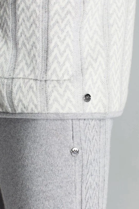 Hemington - Kaşmir-İpek-Yün Karışım M Desenli Açık Gri Triko Blazer Ceket (6)