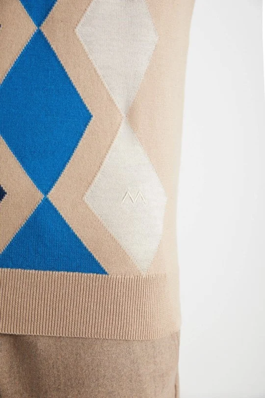 Hemington - Kaşmir Karışım Baklava Desen Polo Yaka Camel Kazak (3)