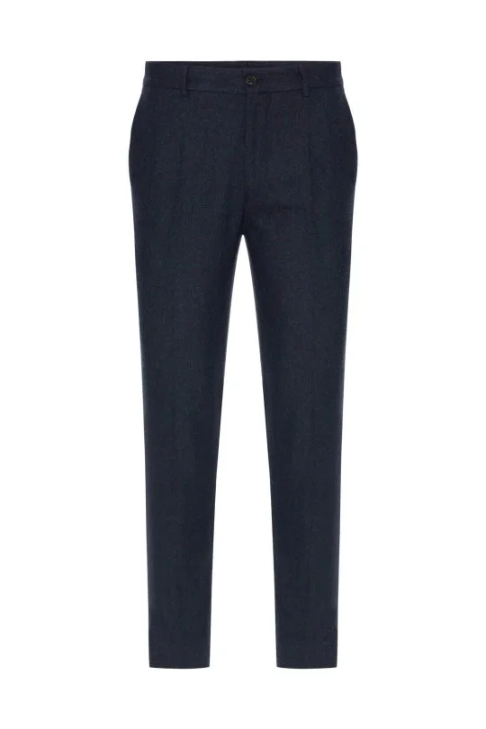 Hemington - Kaşmir Yün Lacivert Flanel Pantolon (6)