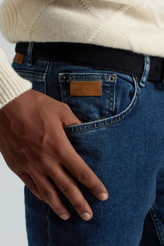 Hemington - Kaşmir Karışım Kışlık Mavi Denim Pantolon (4)