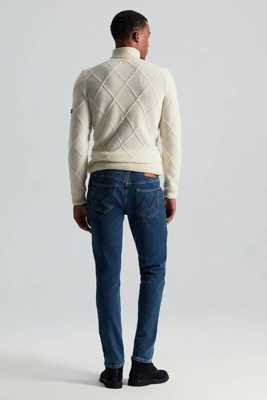 Kaşmir Karışım Kışlık Mavi Denim Pantolon