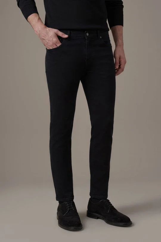 Kaşmir Karışım Kışlık Siyah Denim Pantolon