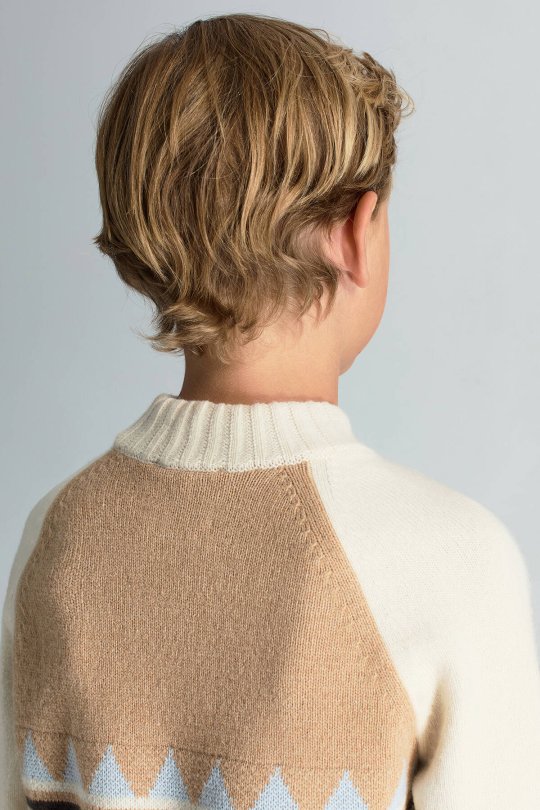 Kaşmir Karışım Lupetto Yaka Ekru Çocuk Kazak