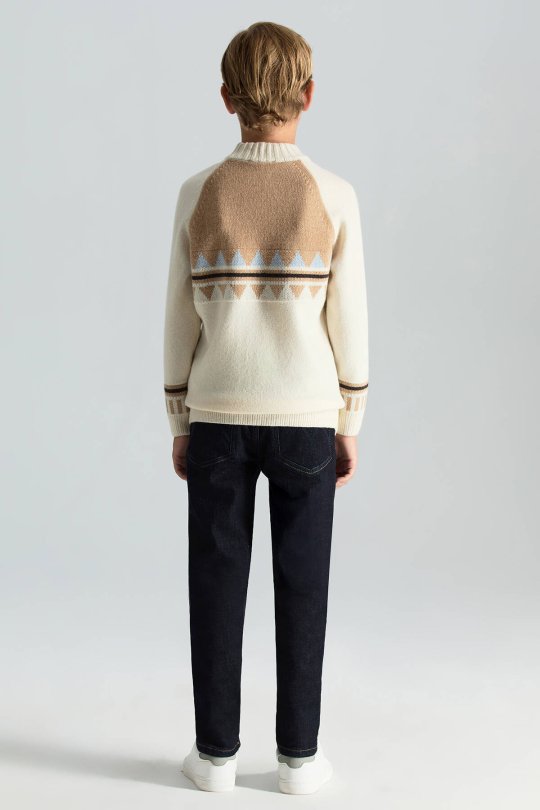 Kaşmir Karışım Lupetto Yaka Ekru Çocuk Kazak