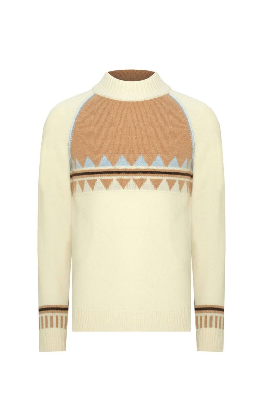 Kaşmir Karışım Lupetto Yaka Ekru Kazak