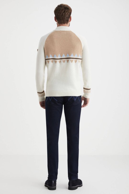 Kaşmir Karışım Lupetto Yaka Ekru Kazak