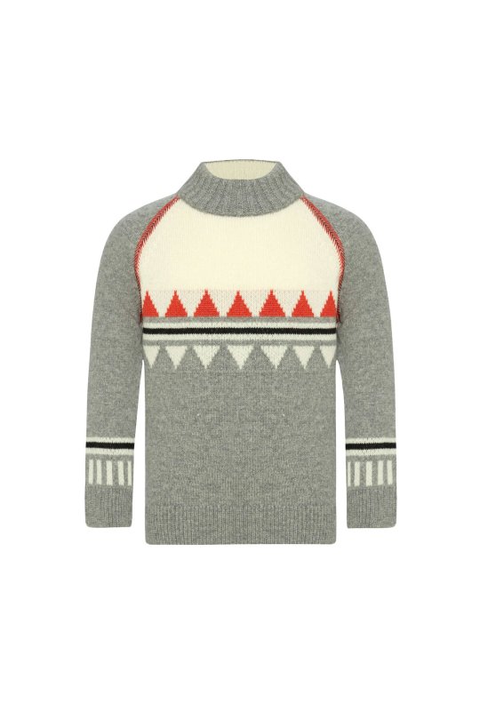 Kaşmir Karışım Lupetto Yaka Gri Çocuk Kazak