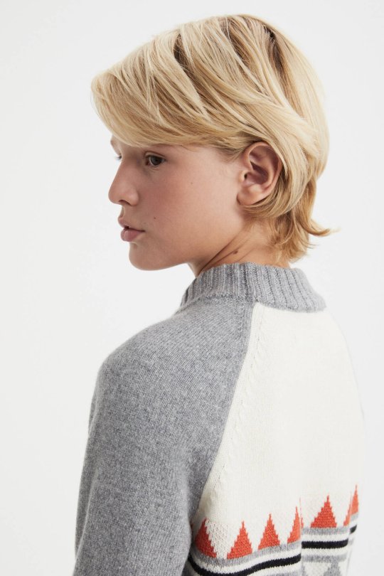 Kaşmir Karışım Lupetto Yaka Gri Çocuk Kazak