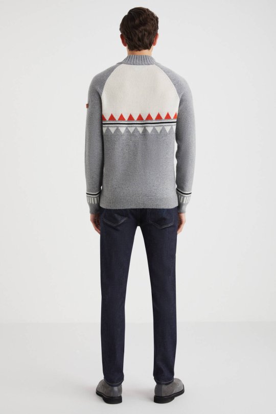 Kaşmir Karışım Lupetto Yaka Gri Kazak