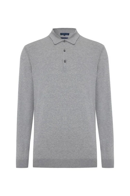 Hemington - Kaşmir Pamuk Karışım Polo Yaka Açık Gri Triko (6)
