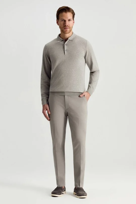 Hemington - Kaşmir Pamuk Karışım Polo Yaka Açık Gri Triko (2)