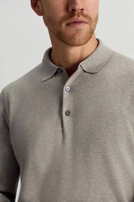 Hemington - Kaşmir Pamuk Karışım Polo Yaka Açık Gri Triko (3)