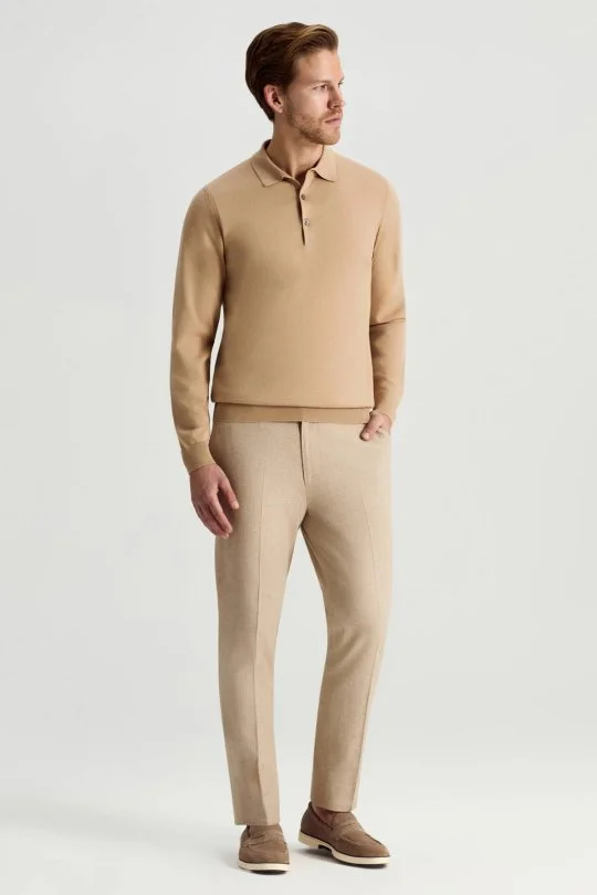 Hemington - Kaşmir Pamuk Karışım Polo Yaka Camel Triko (3)