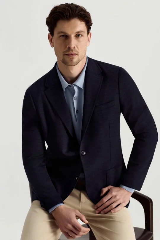 Hemington - Kaşmir Pamuk Karışım Polo Yaka Gök Mavisi Triko (1)