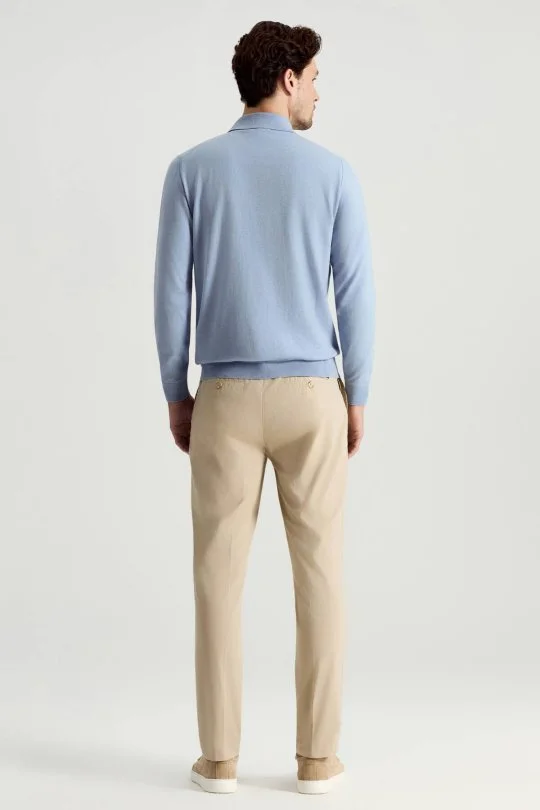 Hemington - Kaşmir Pamuk Karışım Polo Yaka Gök Mavisi Triko (6)