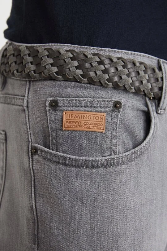 Hemington - Kaşmir Karışım Kışlık Kalın Gri Denim Pantolon (5)