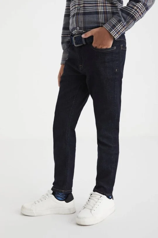Hemington - Kaşmir Karışım Kışlık Kalın Lacivert Çocuk Denim Pantolon (2)