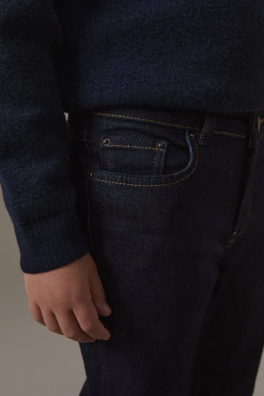 Kaşmir Karışım Kışlık Kalın Lacivert Çocuk Denim Pantolon