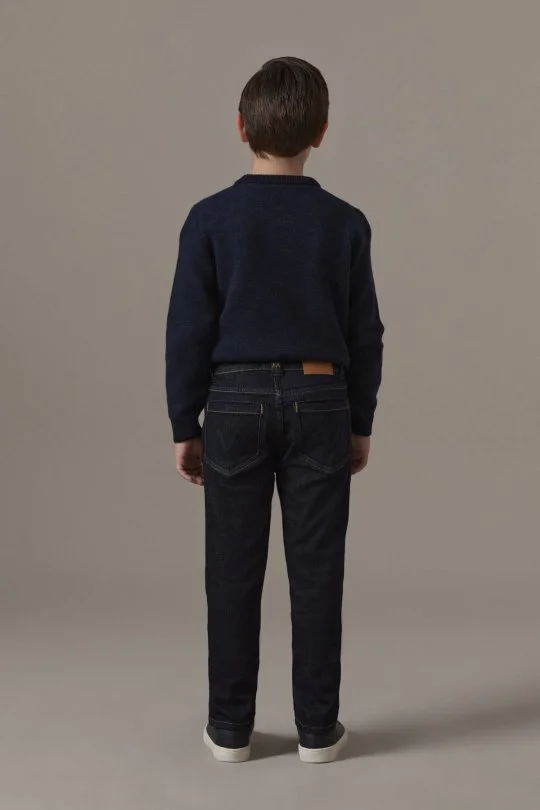 Kaşmir Karışım Kışlık Kalın Lacivert Çocuk Denim Pantolon