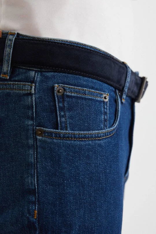 Hemington - Kaşmir Karışım Kışlık Kalın Mavi Denim Pantolon (4)