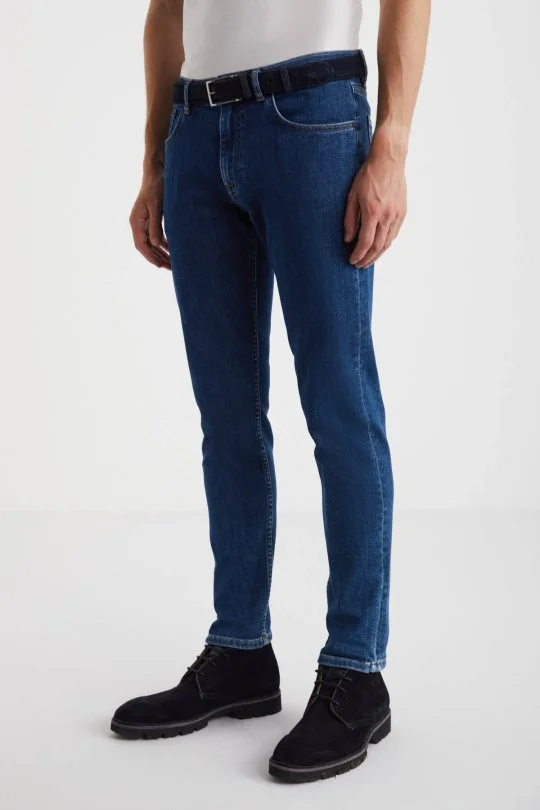Hemington - Kaşmir Karışım Kışlık Kalın Mavi Denim Pantolon (1)