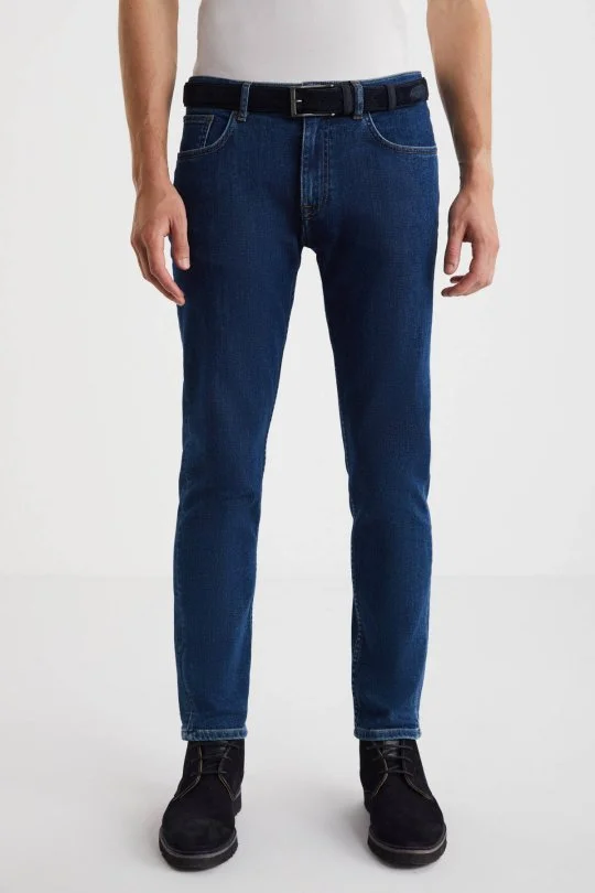 Hemington - Kaşmir Karışım Kışlık Kalın Mavi Denim Pantolon (6)