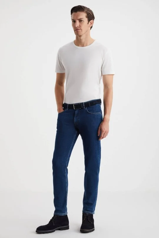 Hemington - Kaşmir Karışım Kışlık Kalın Mavi Denim Pantolon (2)