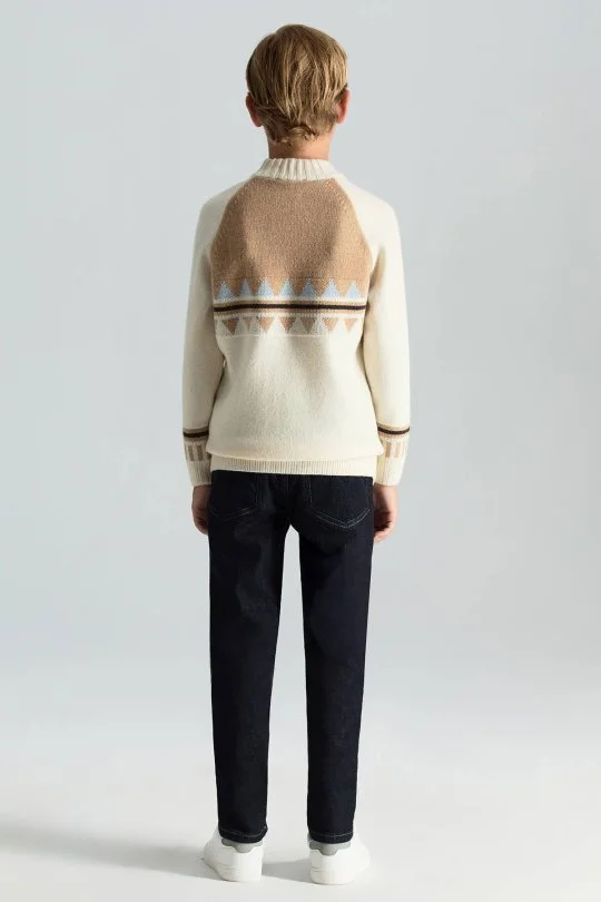 Hemington - Kaşmir Karışım Yarım Balıkçı Yaka Ekru Çocuk Kazak (3)