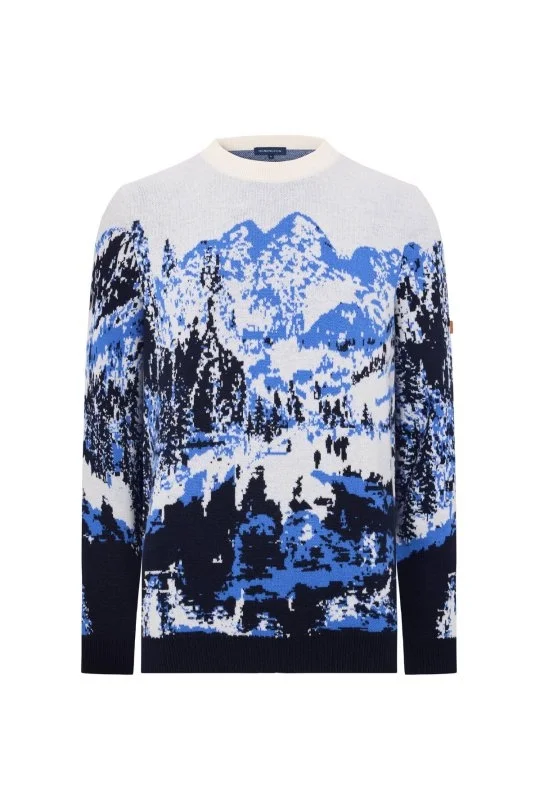 Hemington - Kaşmir Merino Karışım Dağ Desen Lacivert Kazak (6)