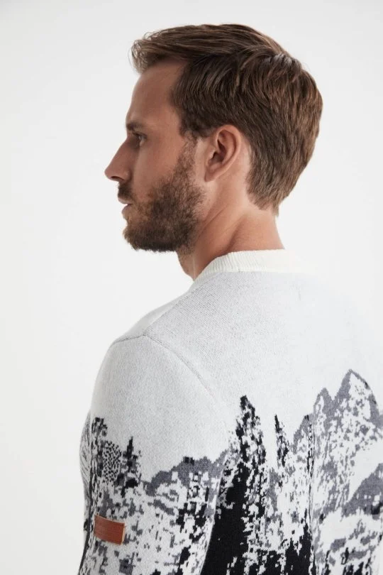 Hemington - Kaşmir Merino Karışım Dağ Desen Siyah Kazak (3)