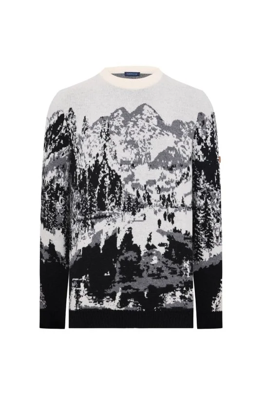 Hemington - Kaşmir Merino Karışım Dağ Desen Siyah Kazak (6)