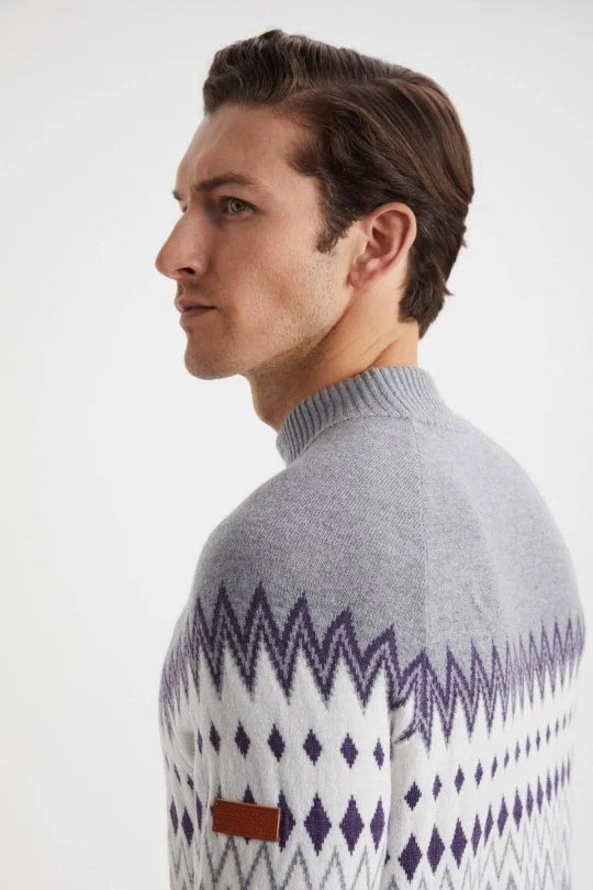 Hemington - Kaşmir Merino Yün Karışım Lupetto Yaka Açık Gri Kazak (6)