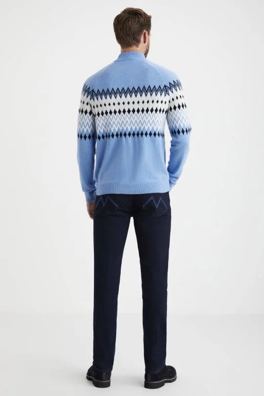 Hemington - Kaşmir Merino Yün Karışım Lupetto Yaka Mavi Kazak (4)