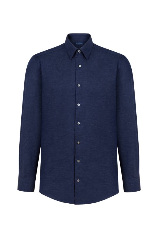 Kaşmir Pamuk Karışım Lacivert Gömlek