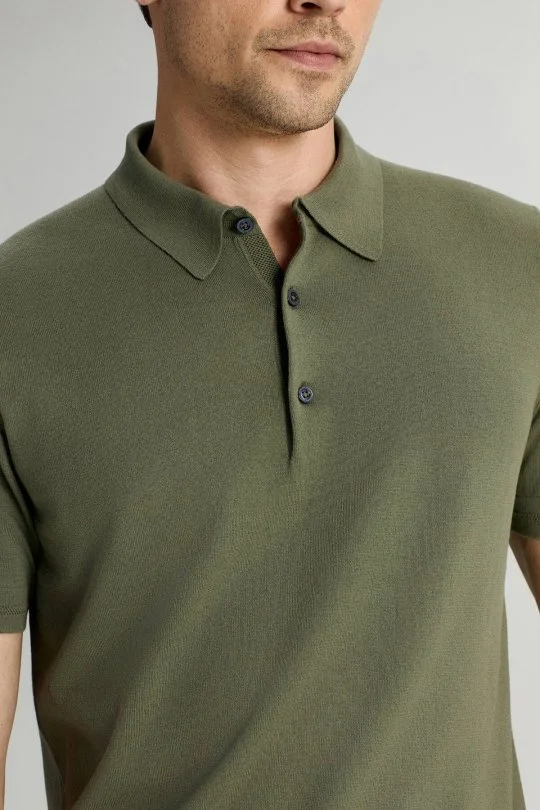 Kaşmir Pamuk Karışım Yeşil Triko Polo