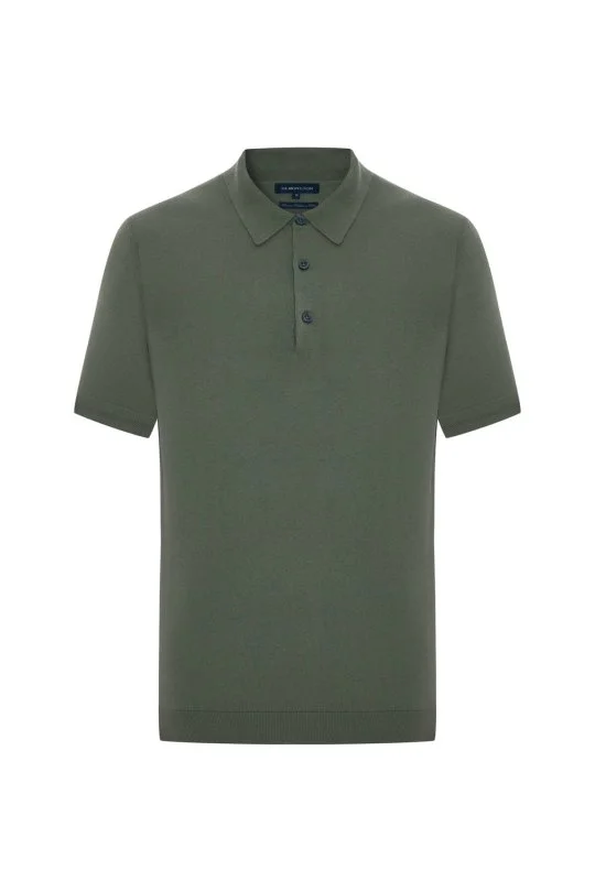Kaşmir Pamuk Karışım Yeşil Triko Polo