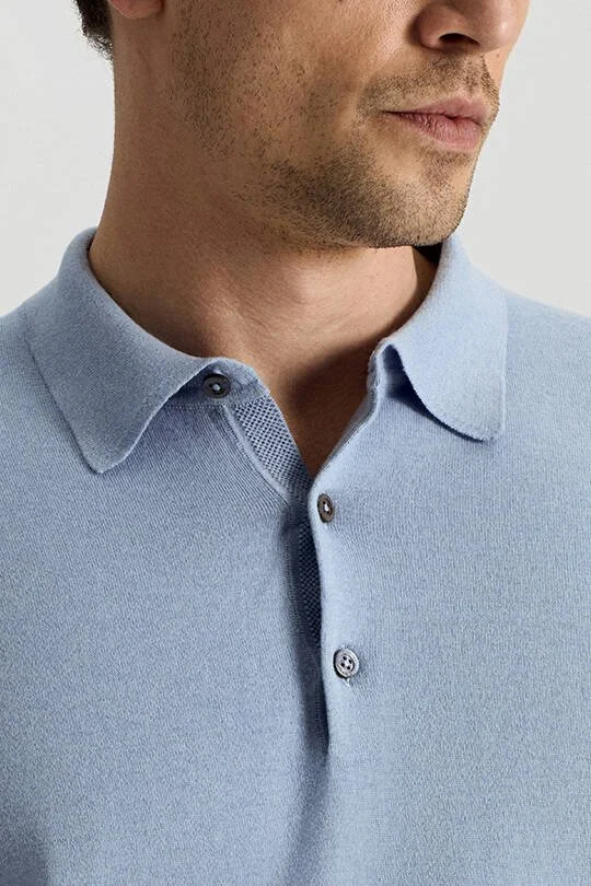 Hemington - Kaşmir Pamuk Karışım Açık Mavi Triko Polo (3)