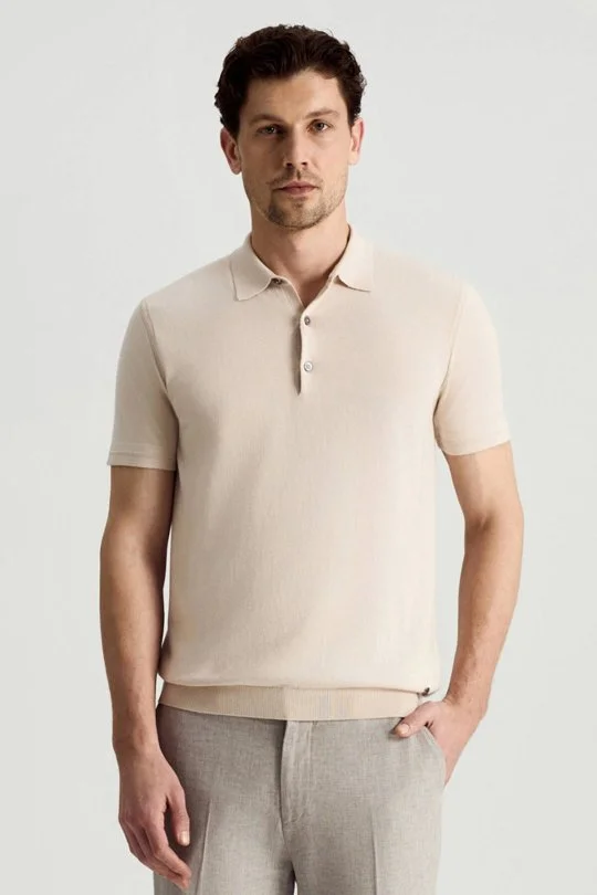 Hemington - Kaşmir Pamuk Karışım Bej Triko Polo (1)