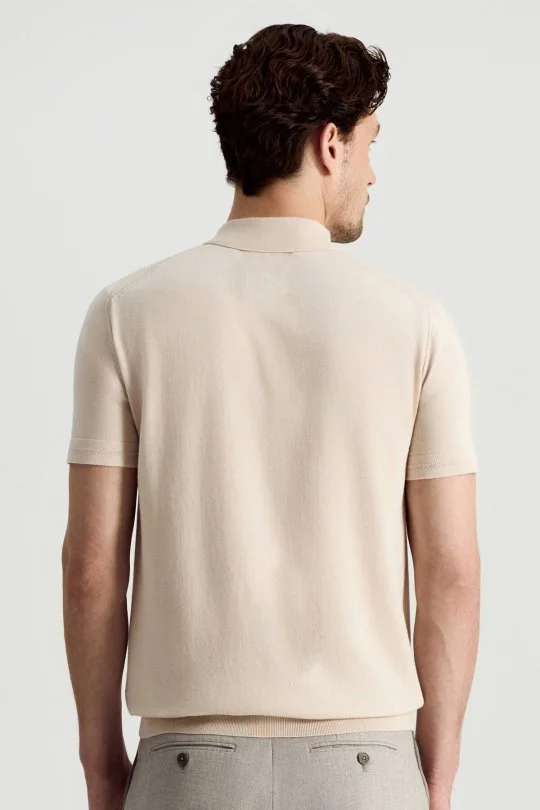 Hemington - Kaşmir Pamuk Karışım Bej Triko Polo (4)