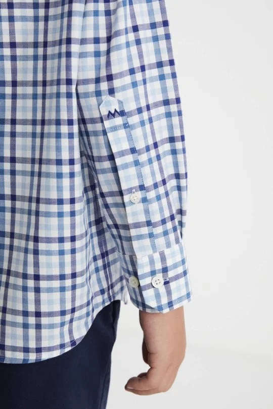 Hemington - Kaşmir Pamuk Karışımlı Kare Desenli Lacivert Çocuk Gömlek (4)