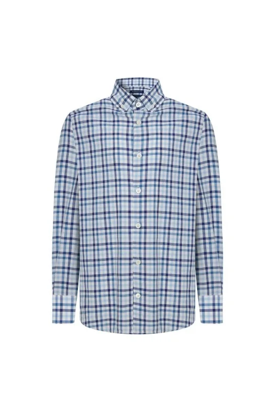 Hemington - Kaşmir Pamuk Karışımlı Kare Desenli Lacivert Çocuk Gömlek (6)