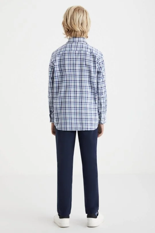 Hemington - Kaşmir Pamuk Karışımlı Kare Desenli Lacivert Çocuk Gömlek (5)