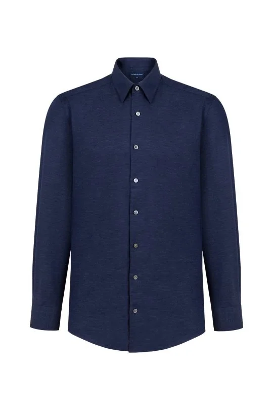 Hemington - Kaşmir Pamuk Karışım Lacivert Gömlek (6)
